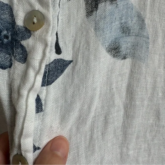 Lungo L'arno Linen Blue Floral Dress Size M With Pockets Midi Made in Italy - Picture 11 of 15